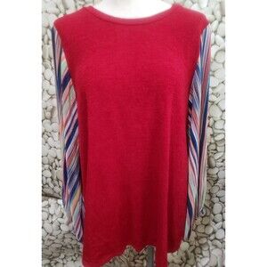 Now N Forever Top Size Large Rainbow Bubble Striped Long Sleeves Red Blue